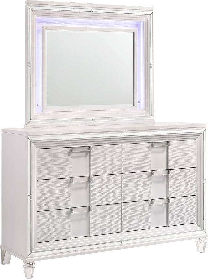 Elements Bedroom Sets - Charlotte 6-Drawer Dresser w/ Mood Lighting Mirror in White