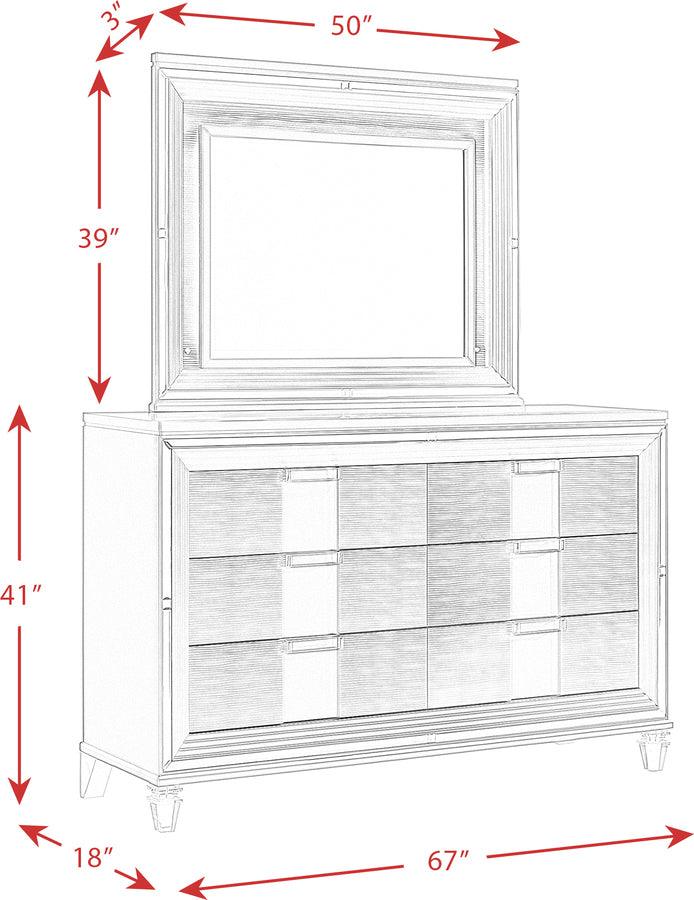 Elements Bedroom Sets - Charlotte 6-Drawer Dresser w/ Mood Lighting Mirror in White