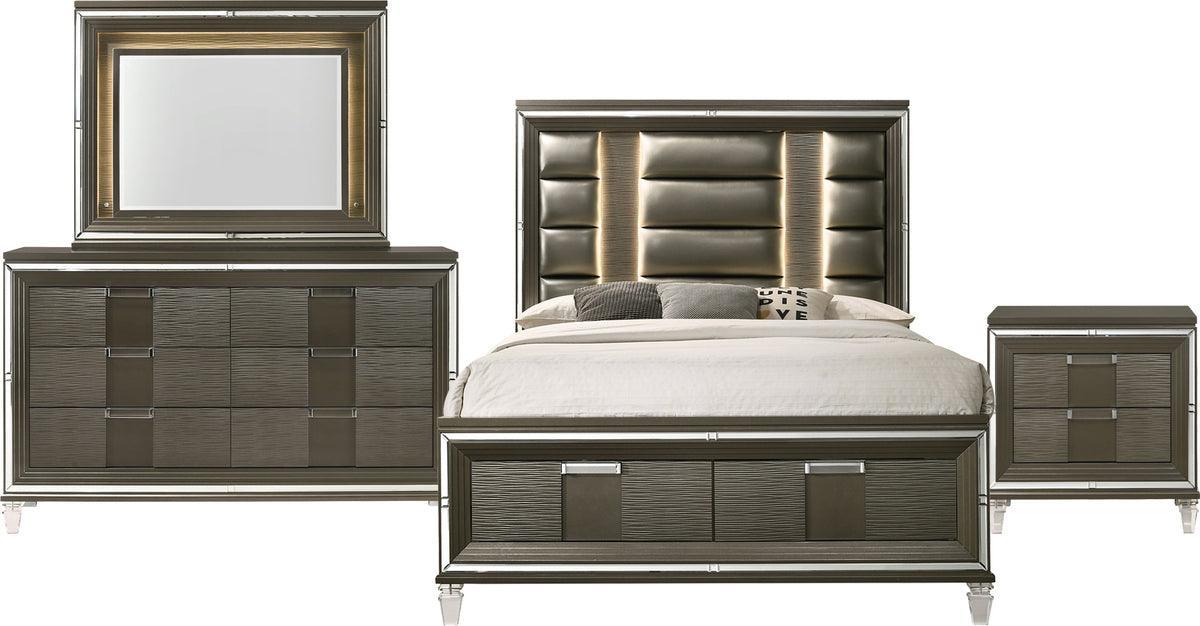 Elements Bedroom Sets - Charlotte King Storage 4PC Bedroom Set Copper