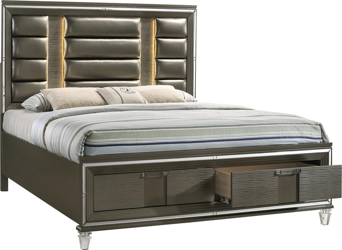 Elements Bedroom Sets - Charlotte King Storage 4PC Bedroom Set Copper