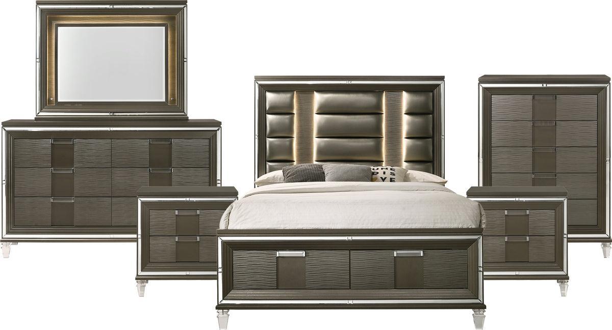 Elements Bedroom Sets - Charlotte King Storage 6PC Bedroom Set Copper