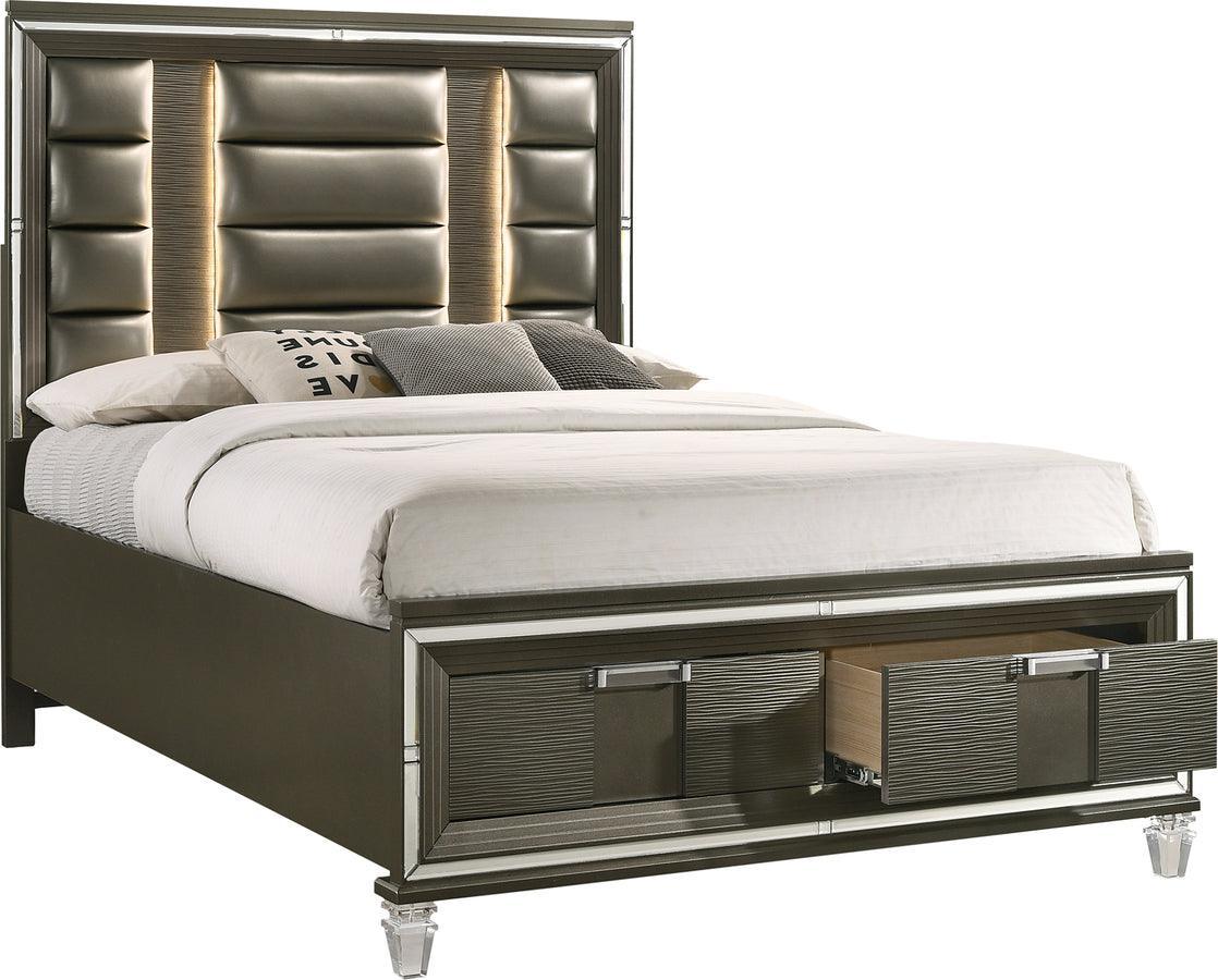 Elements Bedroom Sets - Charlotte Queen Storage 4PC Bedroom Set Copper
