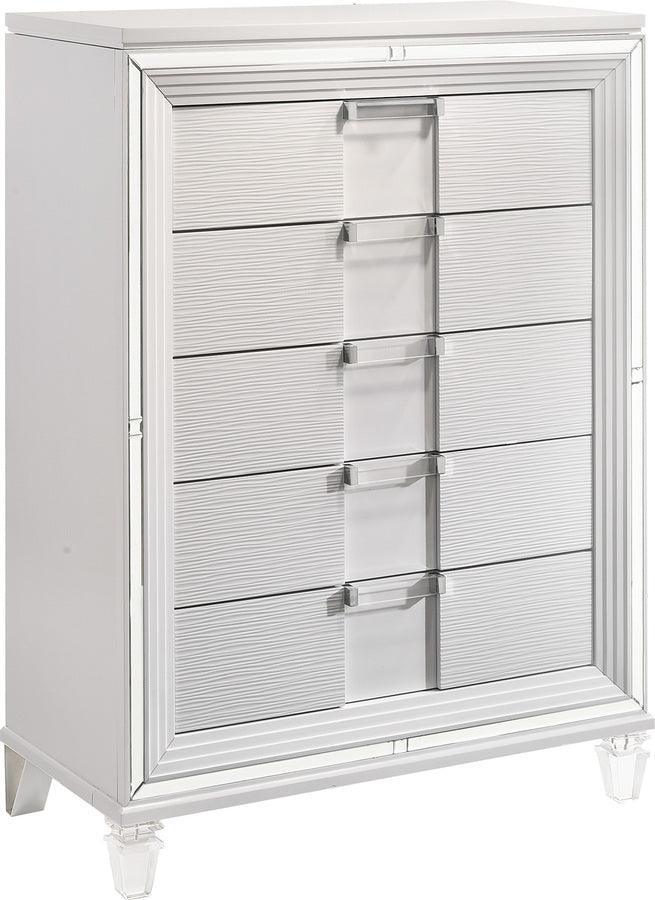 Elements Bedroom Sets - Charlotte Queen Storage 6 Piece Bedroom Set in White