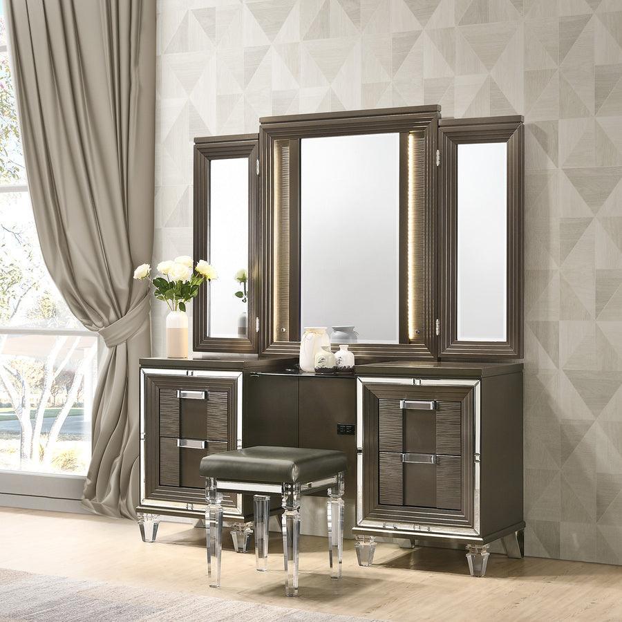 Elements Bedroom Vanity - Charlotte Vanity Stool with Acrylic Leg Copper