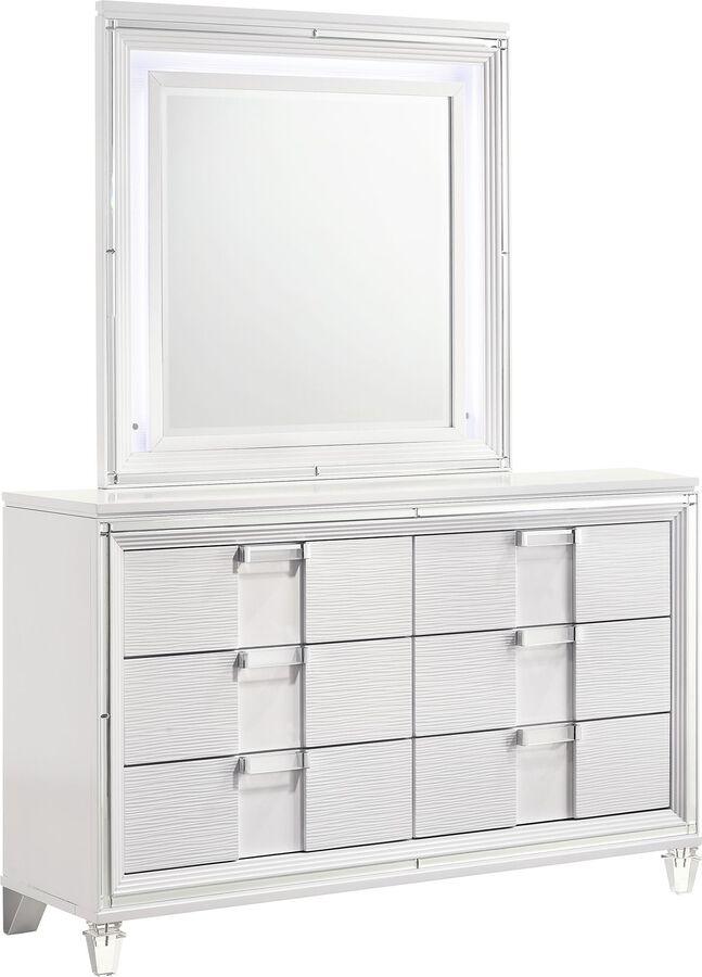 Elements Bedroom Sets - Charlotte Youth Dresser & Mirror Set in White White