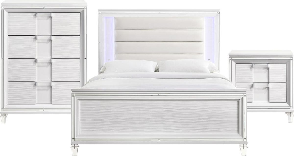 Elements Bedroom Sets - Charlotte Youth Full Platform 3PC Bedroom Set in White White