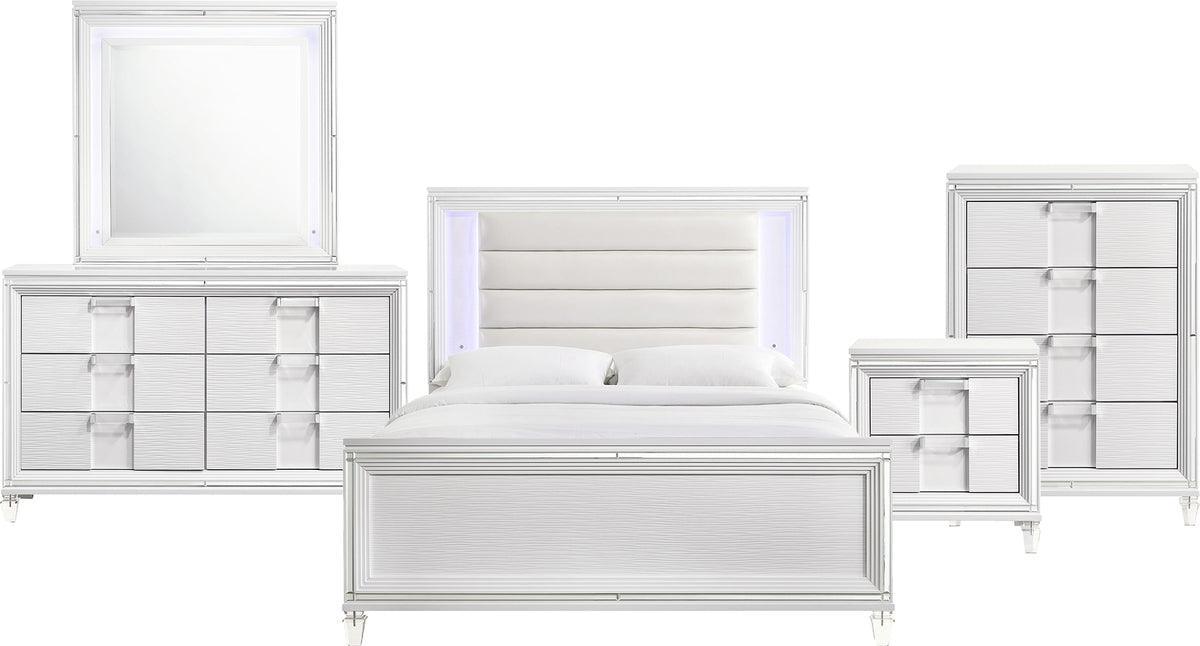 Elements Bedroom Sets - Charlotte Youth Full Platform 5PC Bedroom Set in White White