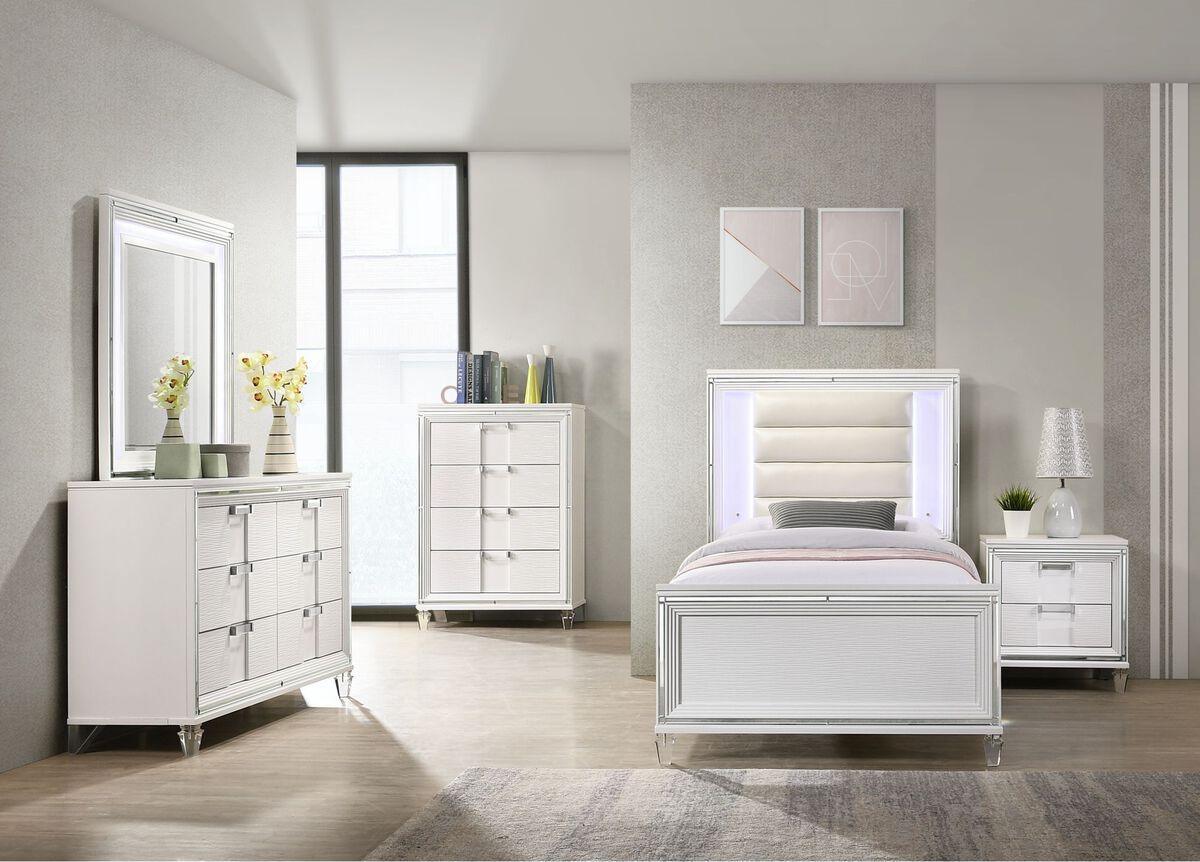 Elements Bedroom Sets - Charlotte Youth Twin Platform 3PC Bedroom Set in White White