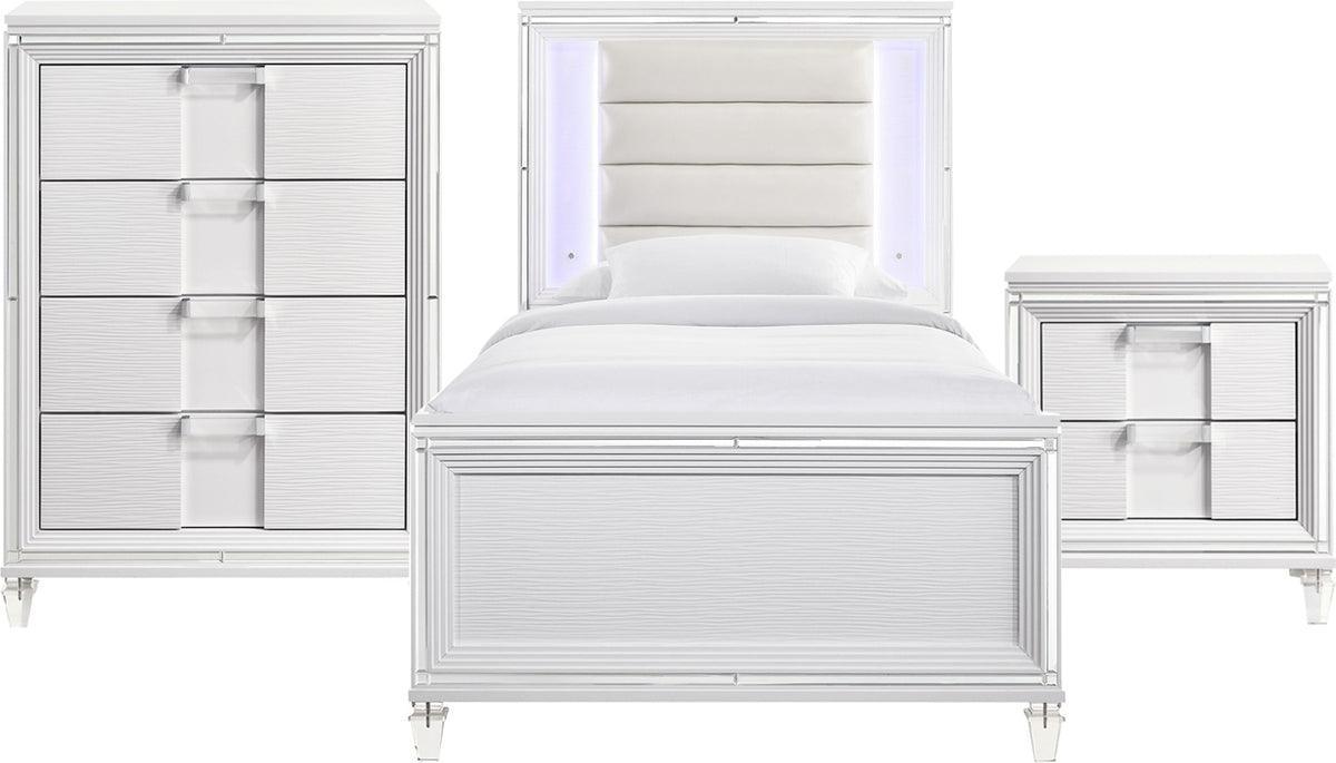 Elements Bedroom Sets - Charlotte Youth Twin Platform 3PC Bedroom Set in White White