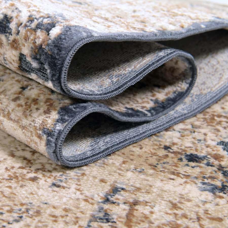Unique Loom Indoor Rugs - Chateau Border 10x14 Beige & Navy Blue