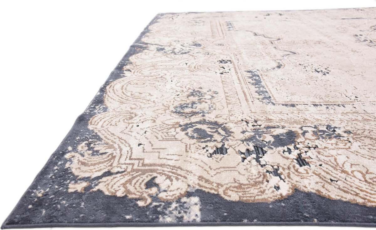 Unique Loom Indoor Rugs - Chateau Border 10x14 Beige & Navy Blue