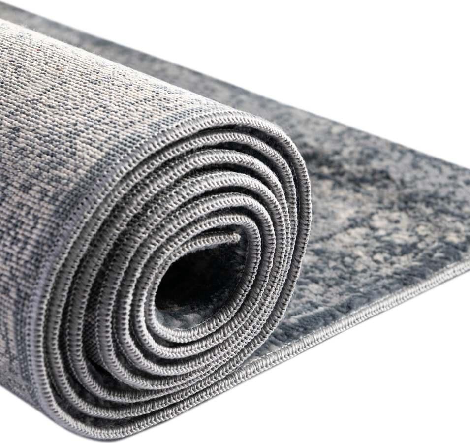 Unique Loom Indoor Rugs - Chateau Border 10x14 Navy Blue & Gray