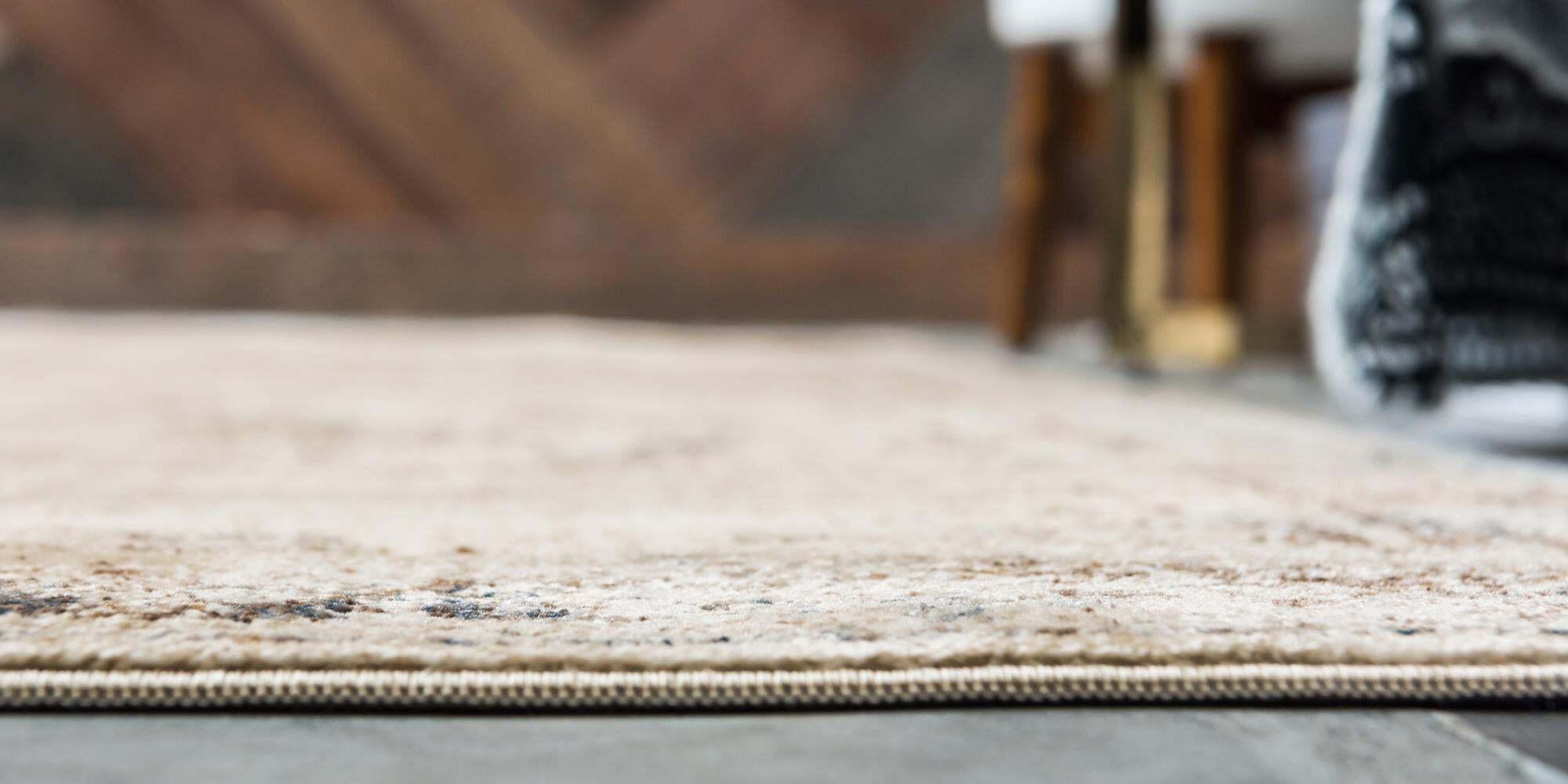 Unique Loom Indoor Rugs - Chateau Border 6 Ft Runner Rug Beige & Multicolor