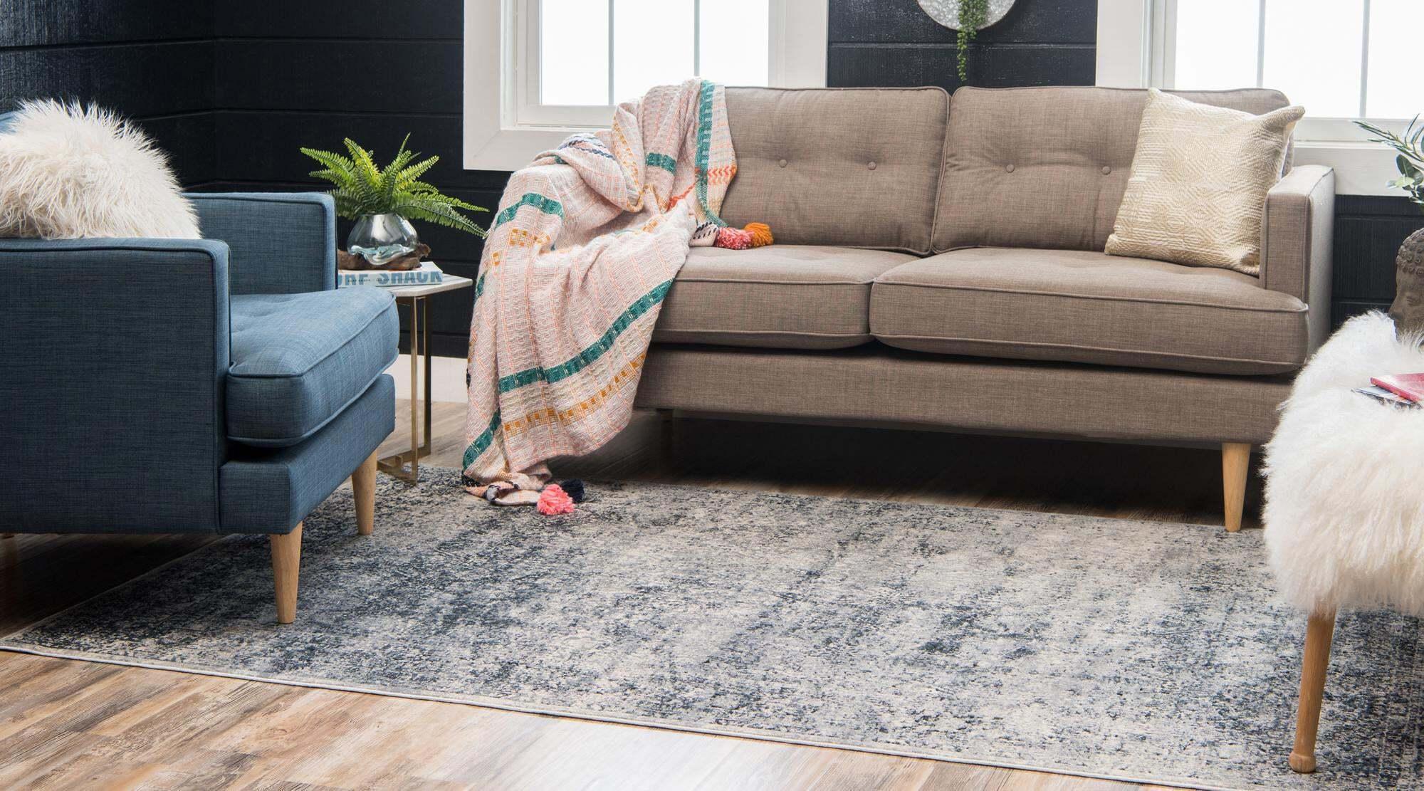 Unique Loom Indoor Rugs - Chateau Border 9x12 Rug Navy Blue & Multicolor