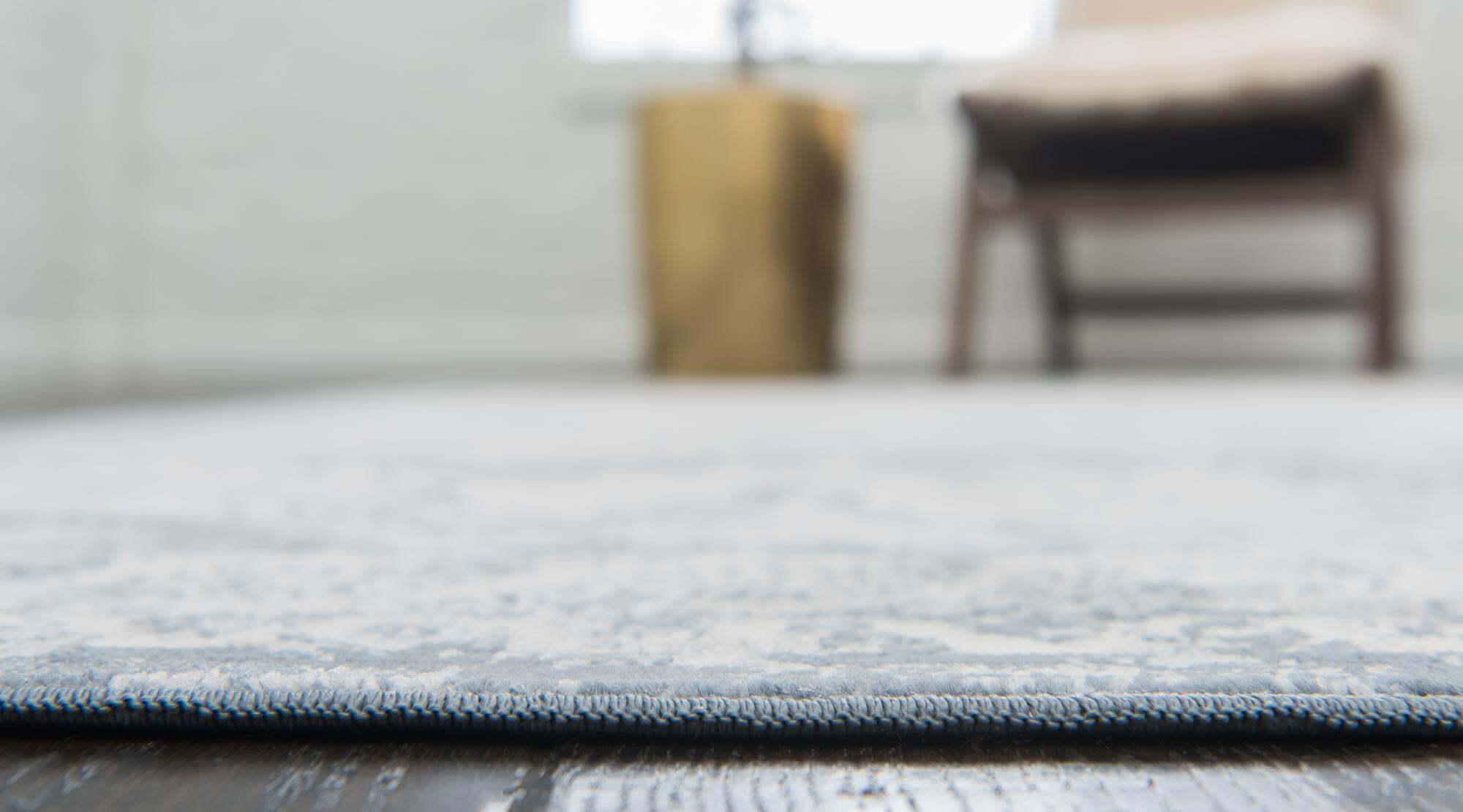 Unique Loom Indoor Rugs - Chateau Border Rectangular 8x10 Rug Navy Blue & Gray