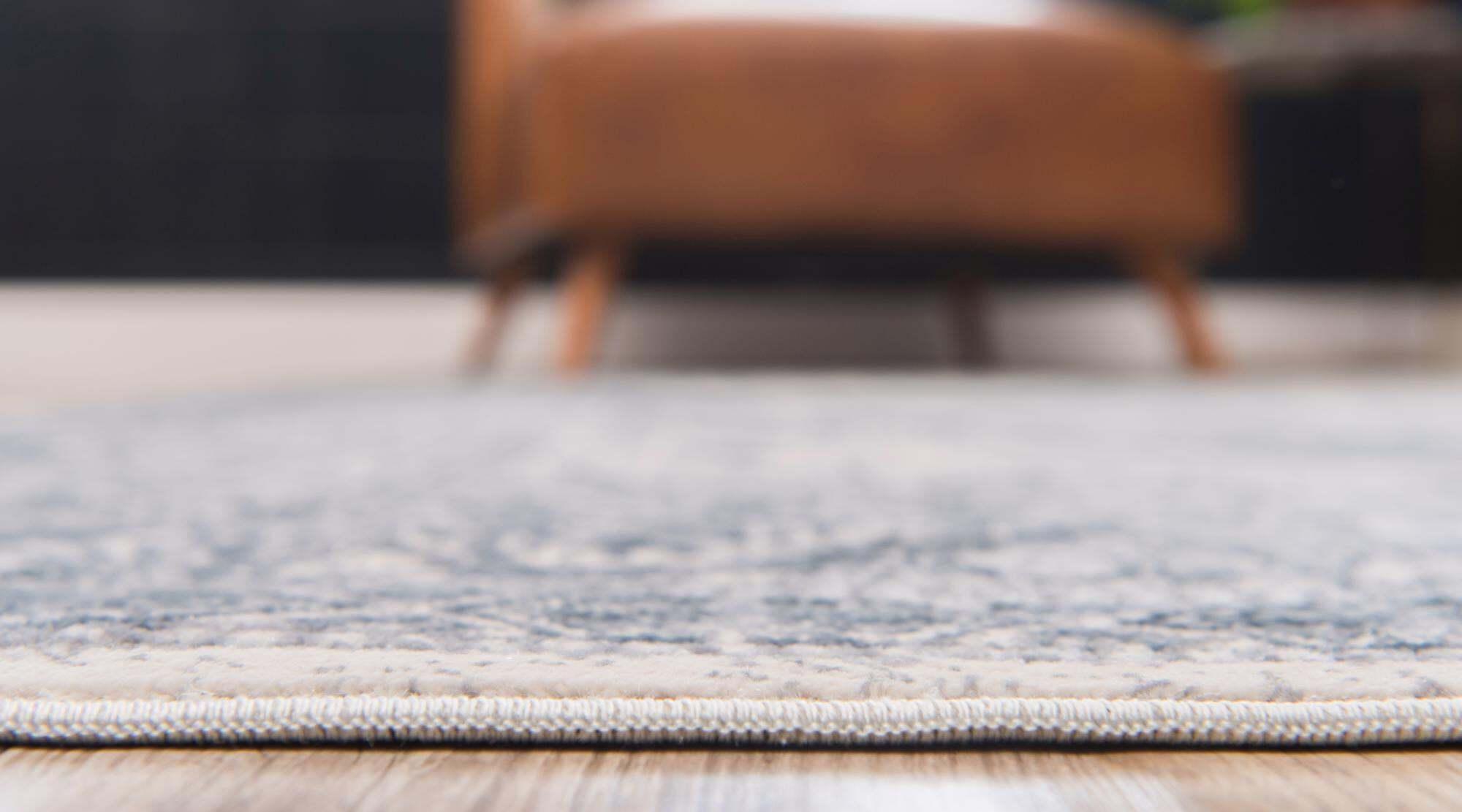 Unique Loom Indoor Rugs - Chateau Border Rectangular 8x10 Rug Navy Blue & Ivory