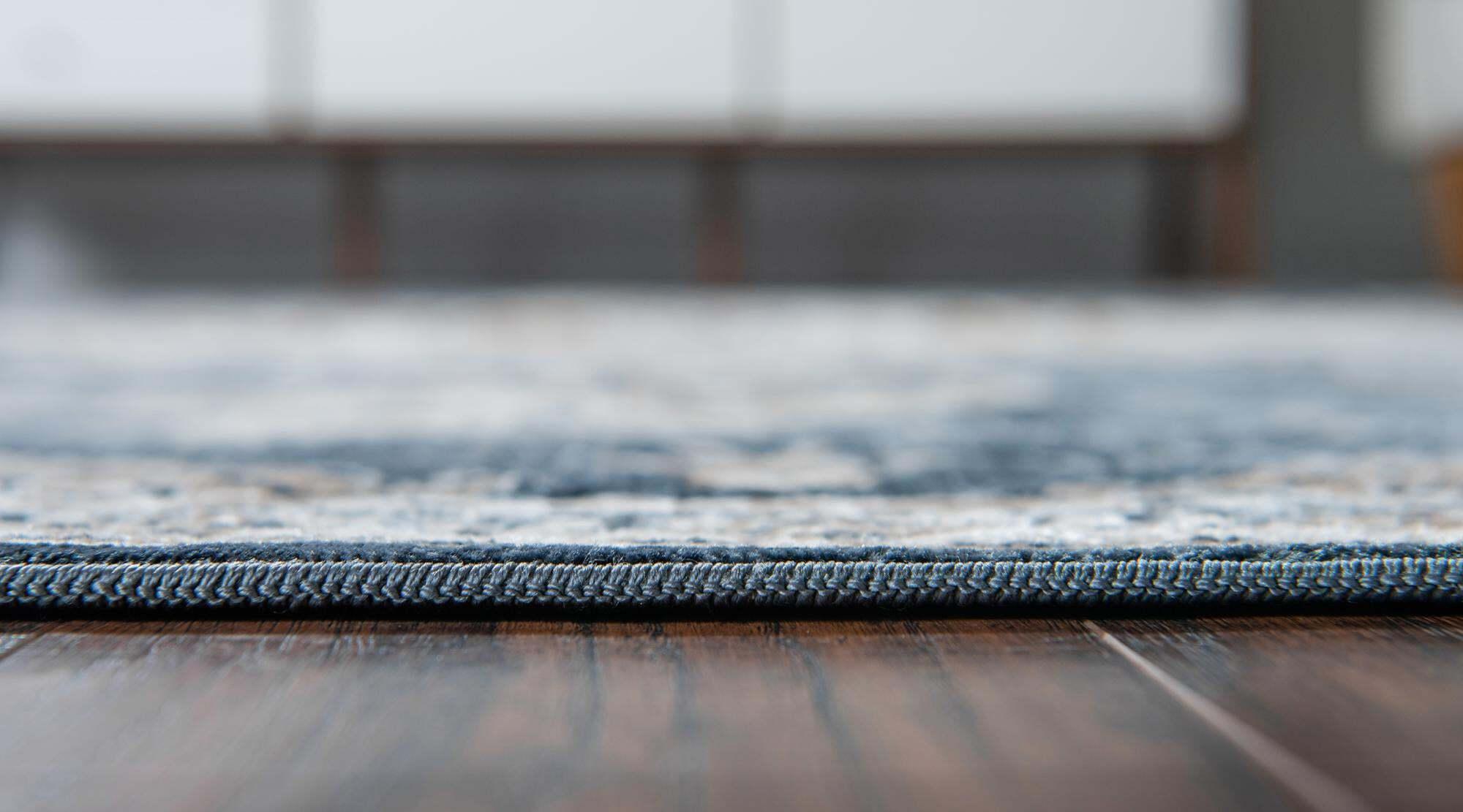 Unique Loom Indoor Rugs - Chateau Rectangular 9x12 Rug Beige & Navy Blue