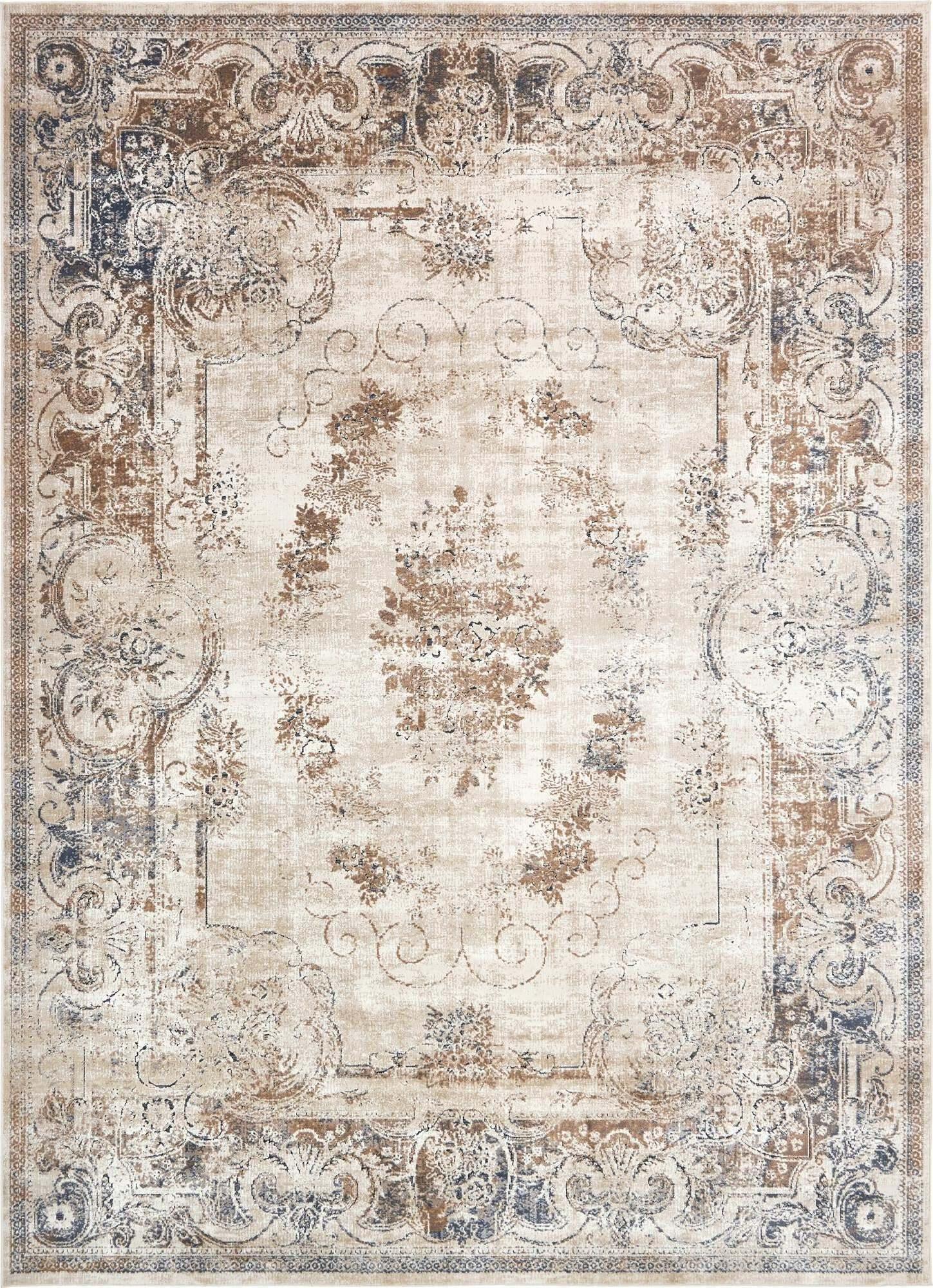 Unique Loom Indoor Rugs - Chateau Rectangular 9x12 Rug Light Brown