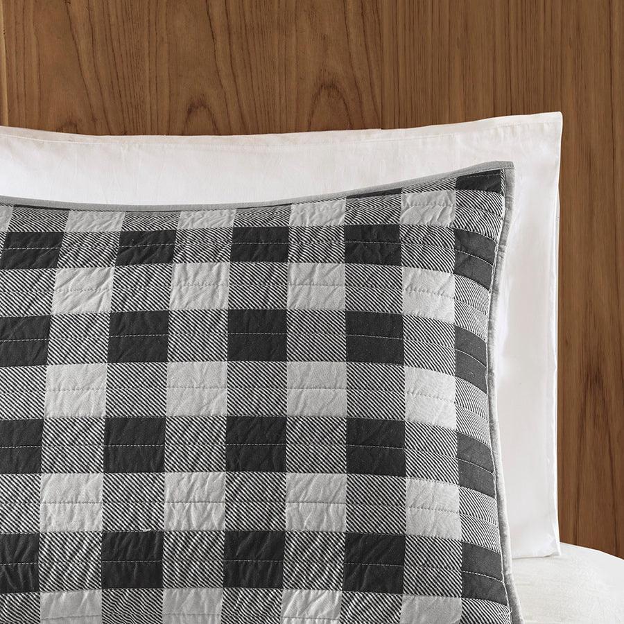 Olliix.com Comforters & Blankets - Check Lodge/Cabin Oversized Quilt Mini Set Full/ Queen Gray