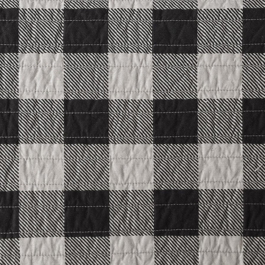 Olliix.com Comforters & Blankets - Check Lodge/Cabin Oversized Quilt Mini Set Full/ Queen Gray