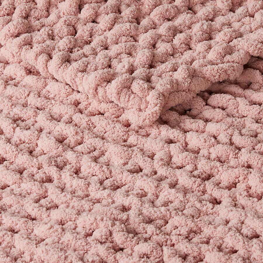 Olliix.com Pillows & Throws - Chenille Chunky Knit Throw Blush