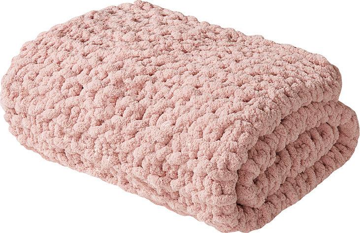 Olliix.com Pillows & Throws - Chenille Chunky Knit Throw Blush