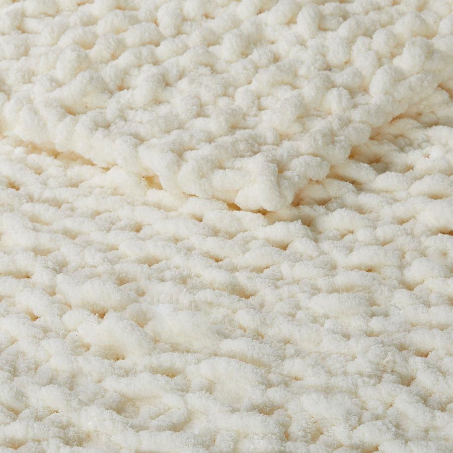 Olliix.com Pillows & Throws - Chenille Chunky Knit Throw Ivory