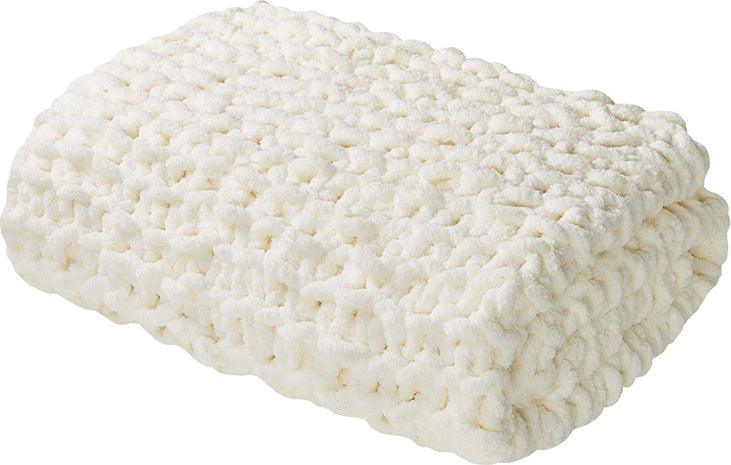 Olliix.com Pillows & Throws - Chenille Chunky Knit Throw Ivory