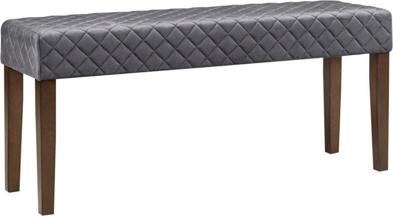 Olliix.com Benches - Cheshire Quilted Upholstered Accent Bench Gray