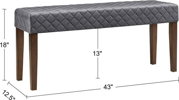Olliix.com Benches - Cheshire Quilted Upholstered Accent Bench Gray