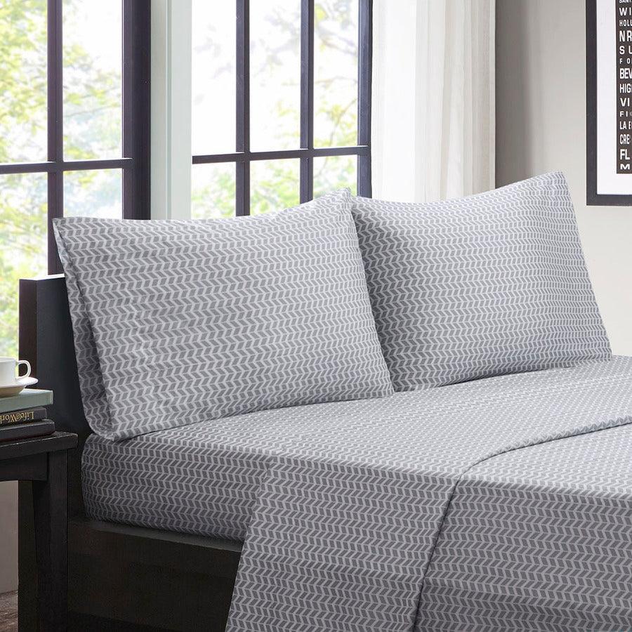 Olliix.com Sheets & Sheet Sets - Chevron Printed Microfiber Sheet Set Twin Purple