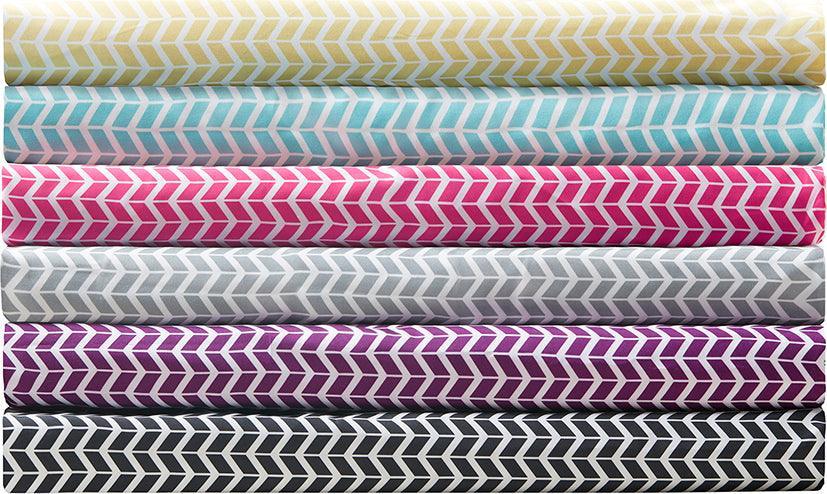 Olliix.com Sheets & Sheet Sets - Chevron Printed Microfiber Sheet Set Twin Purple