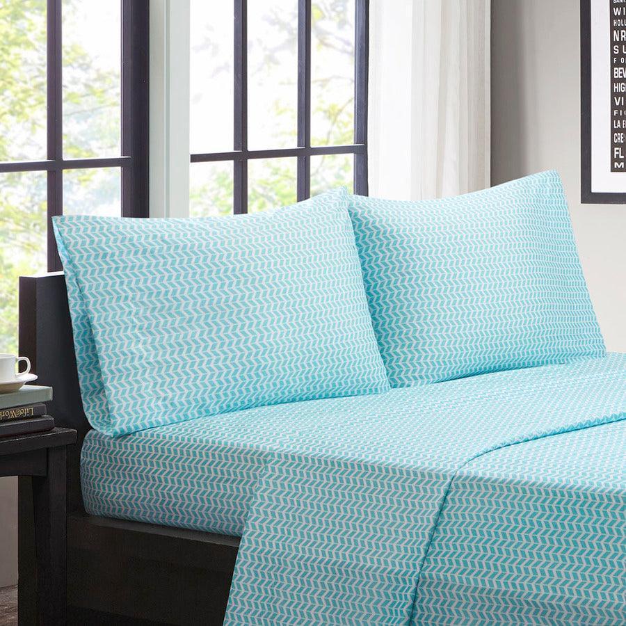 Olliix.com Sheets & Sheet Sets - Chevron Printed Microfiber Sheet Set Twin Purple