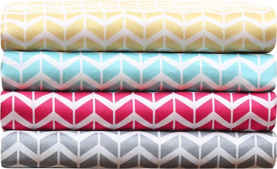 Olliix.com Sheets & Sheet Sets - Chevron Printed Microfiber Sheet Set Twin Purple