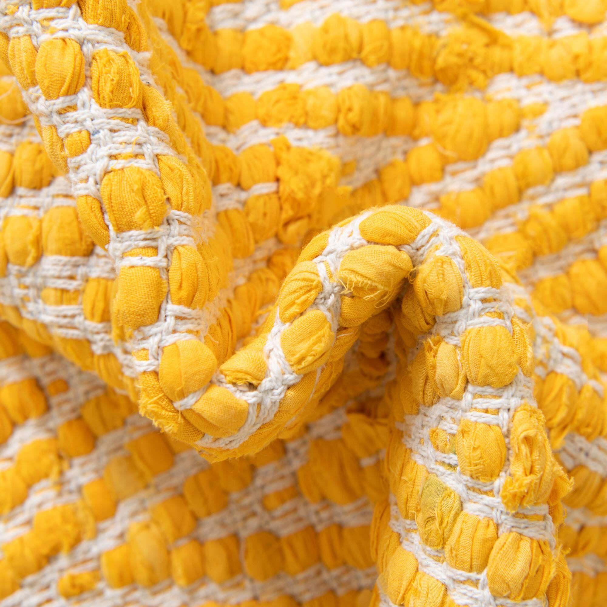 Unique Loom Indoor Rugs - Chindi Chevron Chevron Rectangular 9x12 Rug Yellow & Ivory