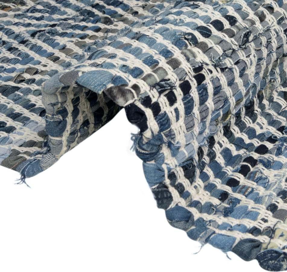 Unique Loom Indoor Rugs - Chindi Chevron Coastal 10x14 Rectangular Rug Denim