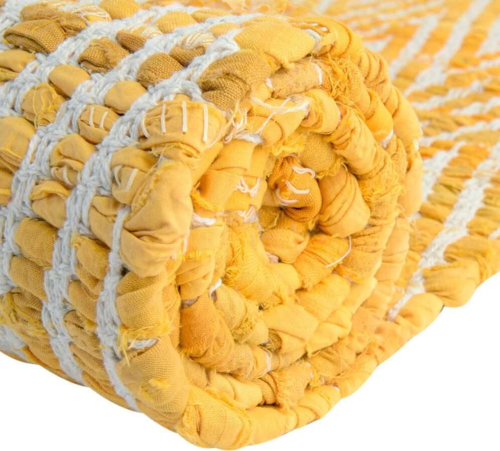 Unique Loom Indoor Rugs - Chindi Chevron Coastal 10x14 Rectangular Rug Yellow