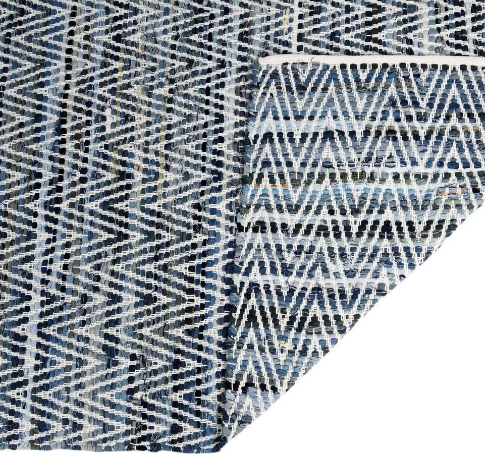 Unique Loom Indoor Rugs - Chindi Chevron Coastal 9x12 Rectangular Rug Denim