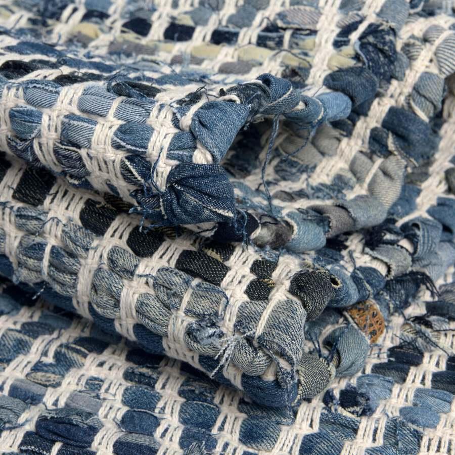 Unique Loom Indoor Rugs - Chindi Chevron Coastal 9x12 Rectangular Rug Denim