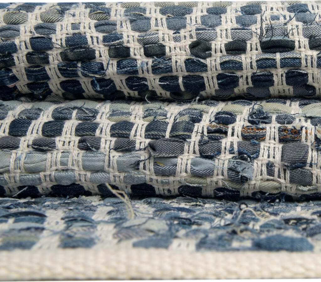 Unique Loom Indoor Rugs - Chindi Chevron Coastal 9x12 Rectangular Rug Denim