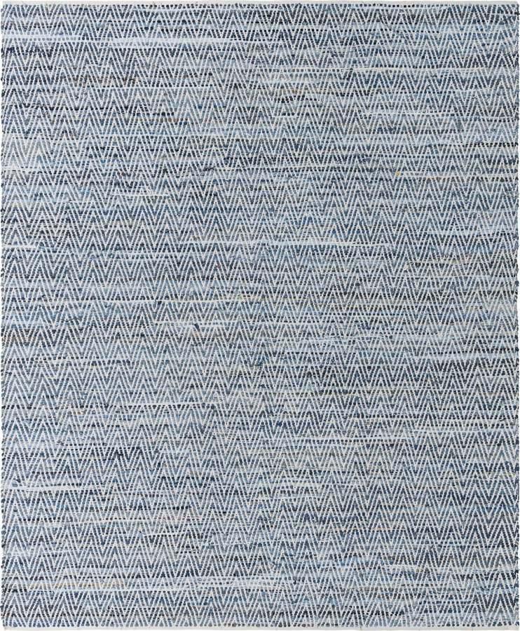 Unique Loom Indoor Rugs - Chindi Chevron Coastal 9x12 Rectangular Rug Denim