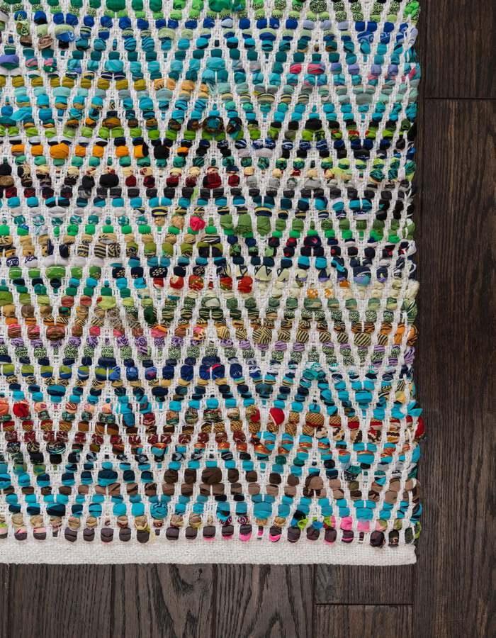 Unique Loom Indoor Rugs - Chindi Chevron Coastal 9x12 Rectangular Rug Multi/Green