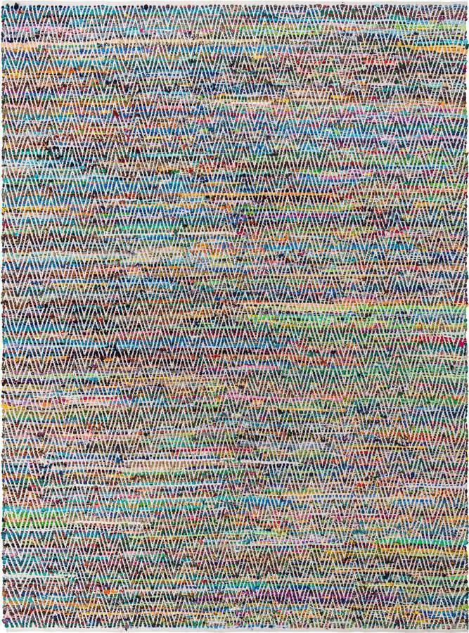 Unique Loom Indoor Rugs - Chindi Chevron Coastal 9x12 Rectangular Rug Multi/Green