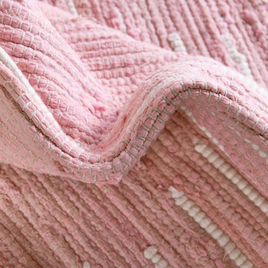 Unique Loom Indoor Rugs - Chindi Cotton Bohemian 10x14 Rectangular Rug Pink