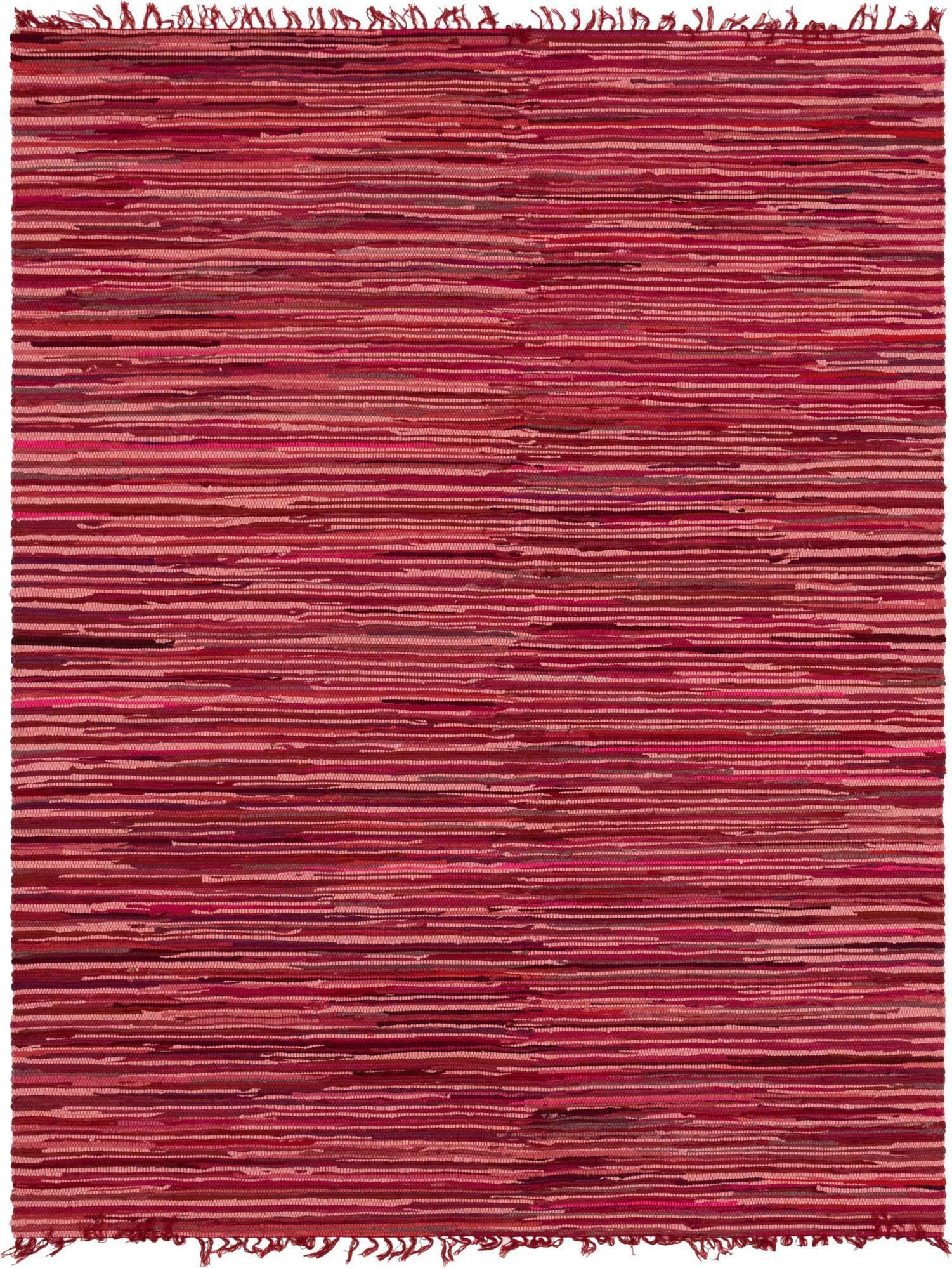 Unique Loom Indoor Rugs - Chindi Cotton Geometric Rectangular 8x10 Rug Red & Purple