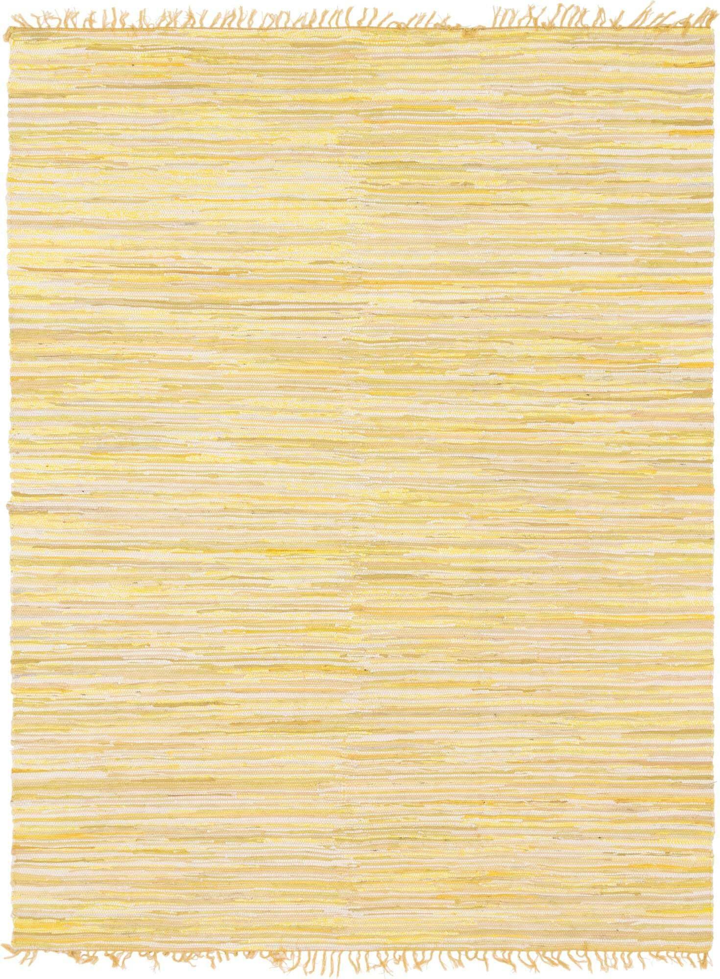 Unique Loom Indoor Rugs - Chindi Cotton Geometric Rectangular 8x10 Rug Yellow & Ivory
