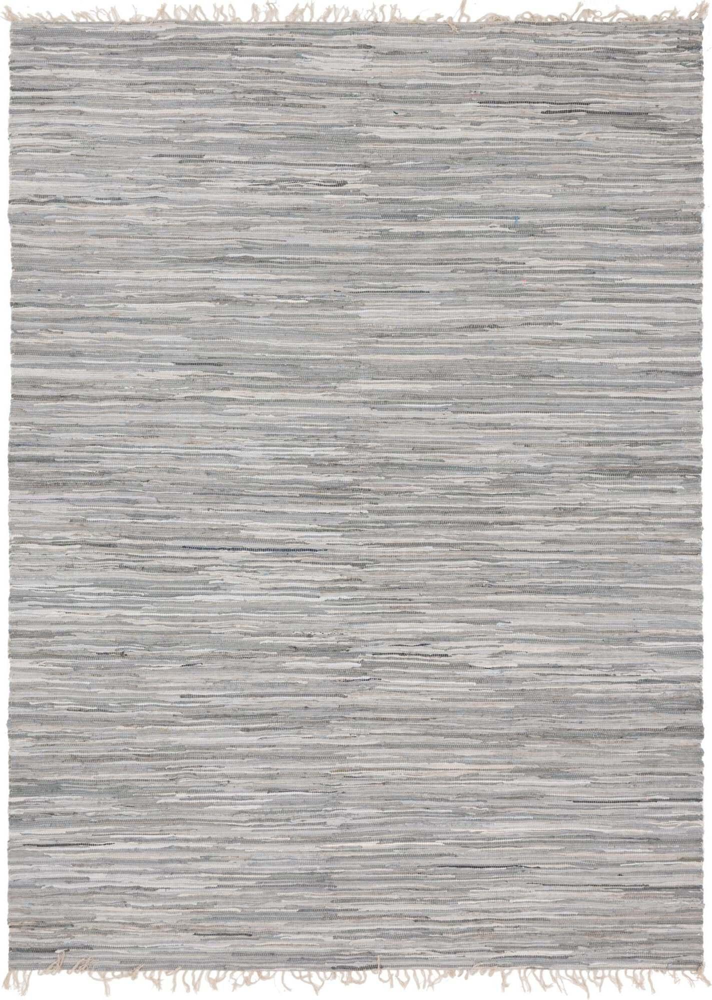 Unique Loom Indoor Rugs - Chindi Cotton Geometric Rectangular 9x12 Rug Gray & Ivory