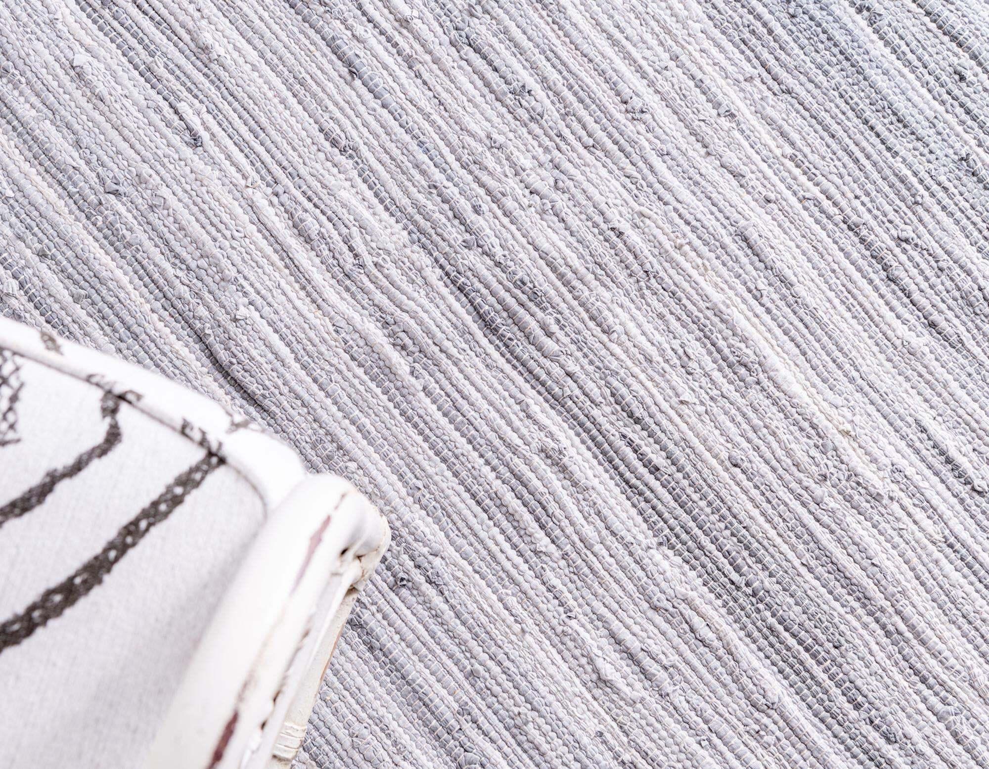Unique Loom Indoor Rugs - Chindi Cotton Geometric Rectangular 9x12 Rug Gray & Ivory