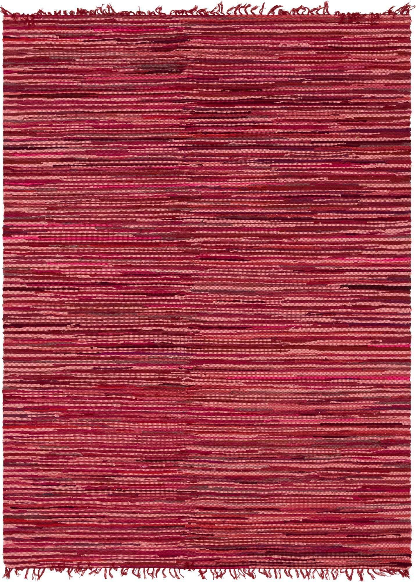 Unique Loom Indoor Rugs - Chindi Cotton Geometric Rectangular 9x12 Rug Red & Purple