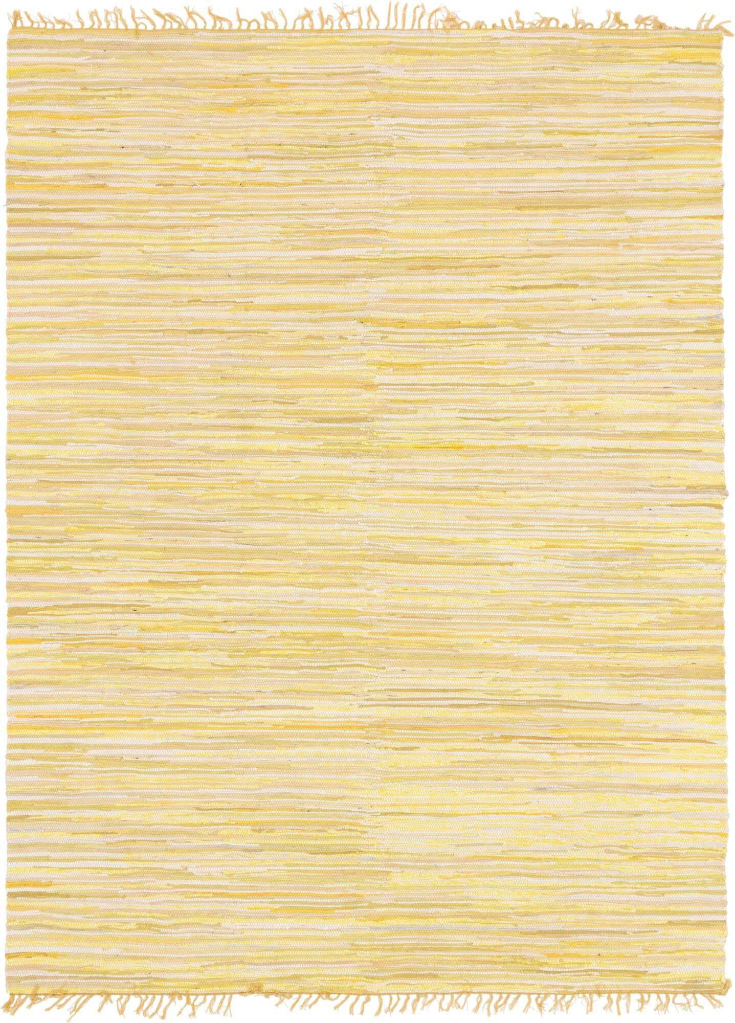 Unique Loom Indoor Rugs - Chindi Cotton Geometric Rectangular 9x12 Rug Yellow & Ivory